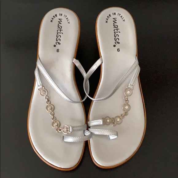 Matisse Shoes - Matisse Silver Slip On Rhinestone Wedges - 6